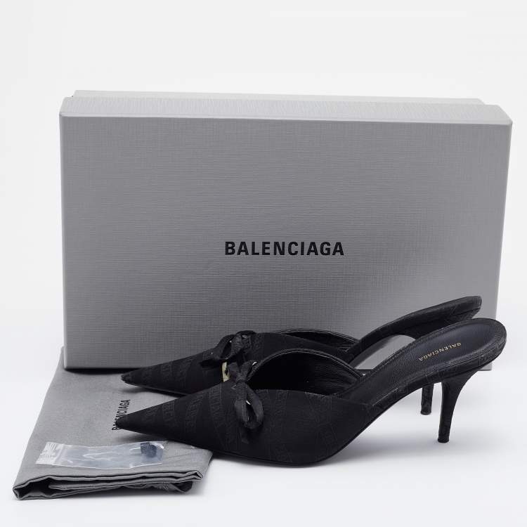 Pre Owned Balenciaga Monogram Fabric Knife Sandals Size 37.5