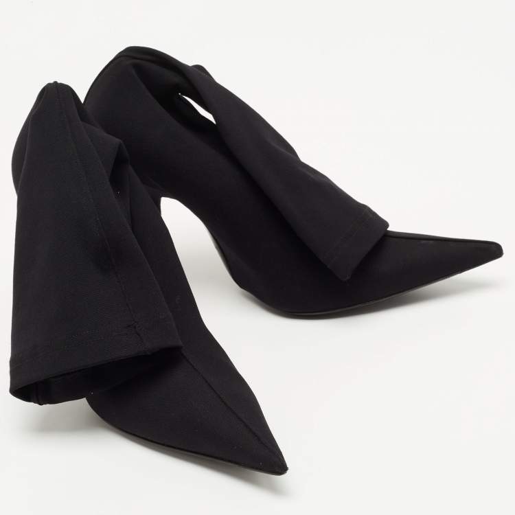 Pre Owned Balenciaga Black Stretch Fabric Ankle Boots 37.5