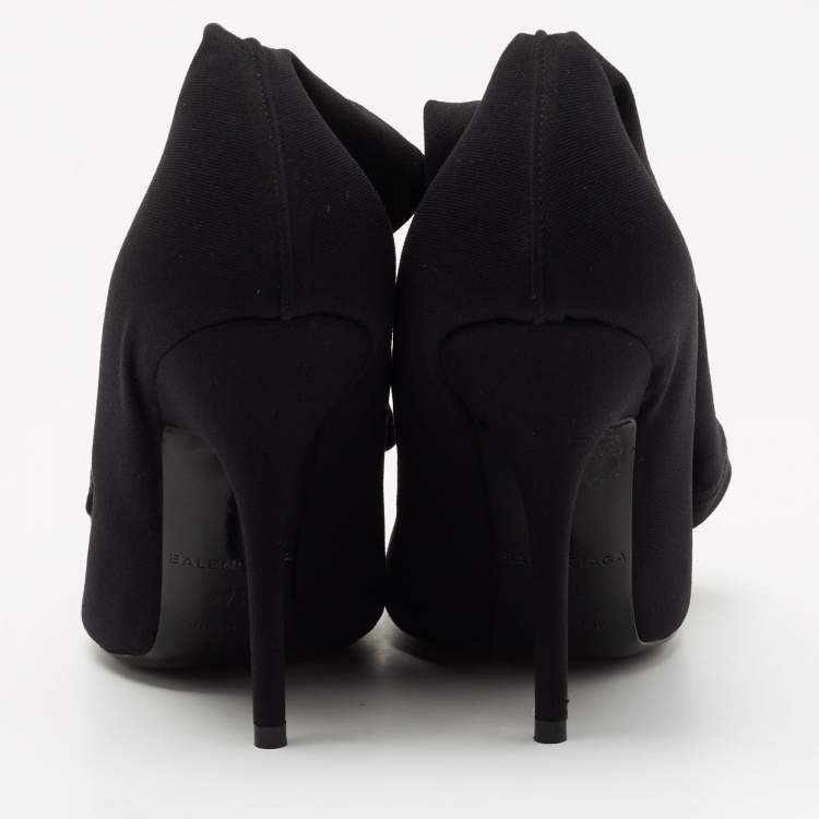 Pre Owned Balenciaga Black Stretch Fabric Ankle Boots 37.5