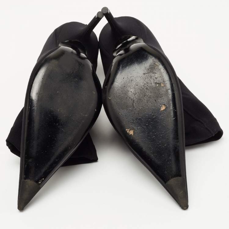 Pre Owned Balenciaga Black Stretch Fabric Ankle Boots 37.5