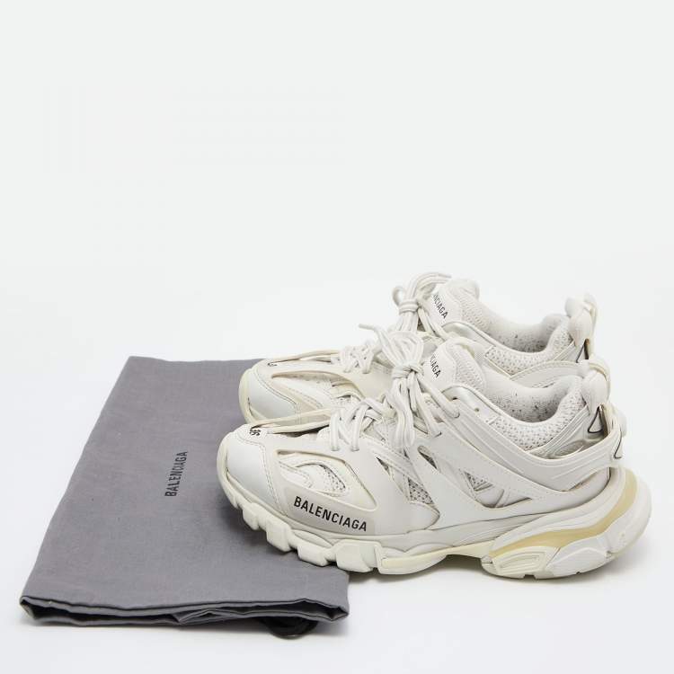 Pre Owned Balenciaga White Mesh and Leather Track 2 Low Top Sneakers Size 36