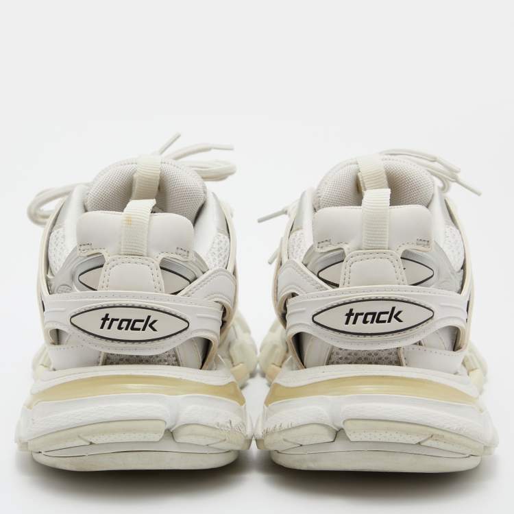 Pre Owned Balenciaga White Mesh and Leather Track 2 Low Top Sneakers Size 36