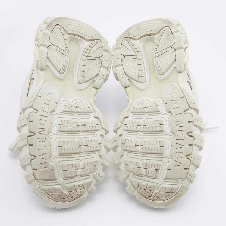 Pre Owned Balenciaga White Mesh and Leather Track 2 Low Top Sneakers Size 36