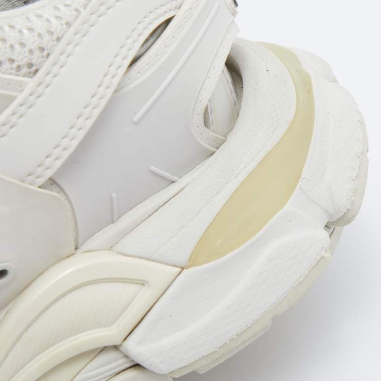 Pre Owned Balenciaga White Mesh and Leather Track 2 Low Top Sneakers Size 36