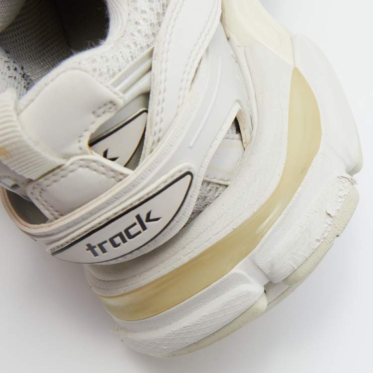Pre Owned Balenciaga White Mesh and Leather Track 2 Low Top Sneakers Size 36