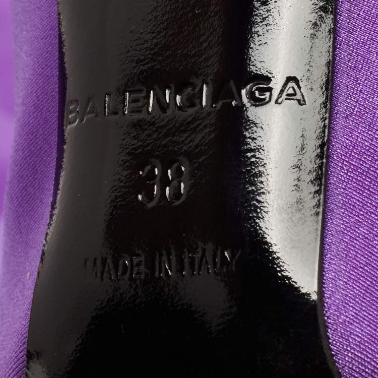Pre Owned Balenciaga Purple Stretch Fabric Over The Knee Boots Size 38