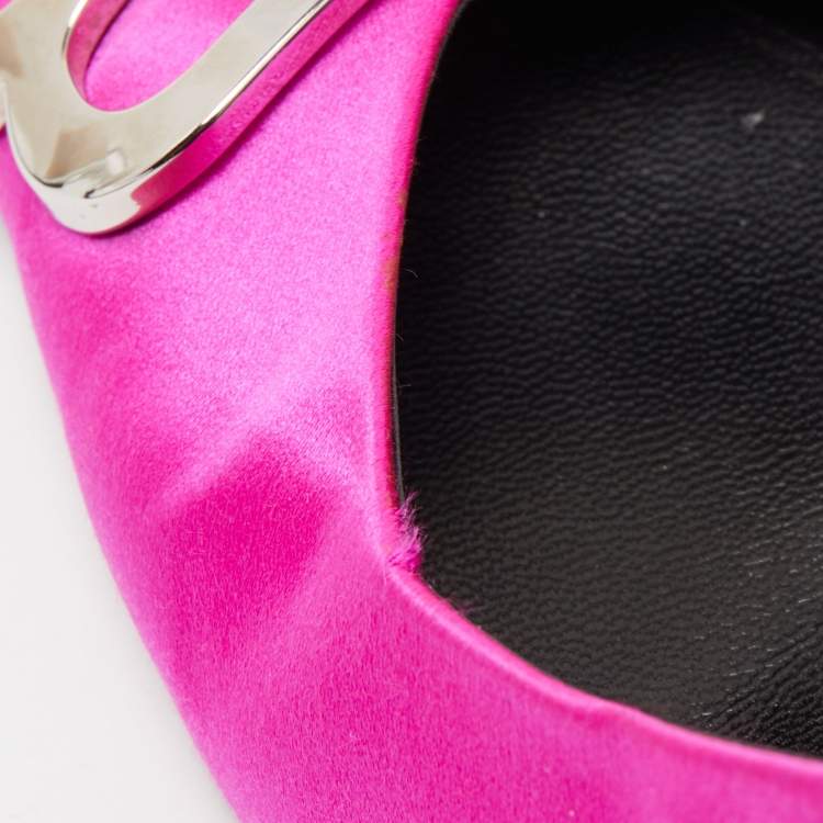 Pre Owned Balenciaga Pink Satin BB Knife D'orsay Pumps Size 40