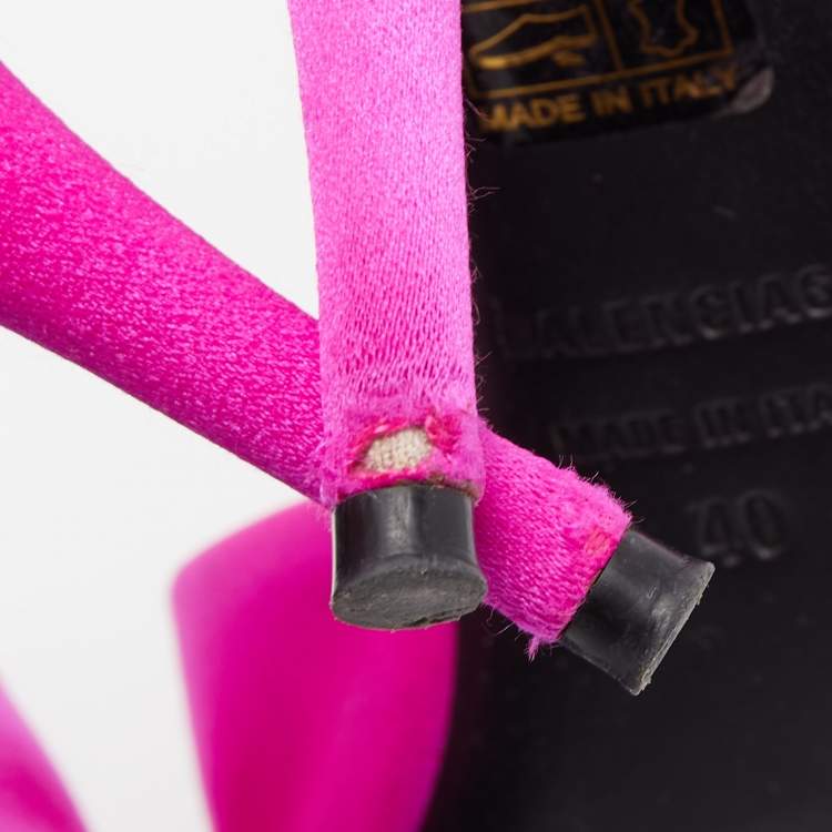 Pre Owned Balenciaga Pink Satin BB Knife D'orsay Pumps Size 40