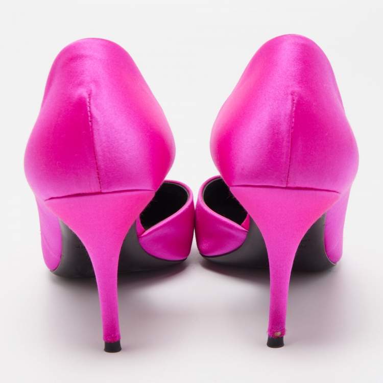 Pre Owned Balenciaga Pink Satin BB Knife D'orsay Pumps Size 40