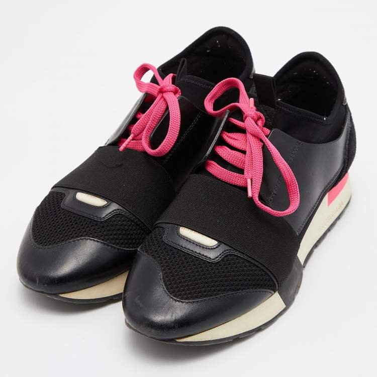 Stationær Sætte Visne Balenciaga Black Leather,Suede and Mesh Race Runner Low Top Sneakers Size  37 Balenciaga | TLC