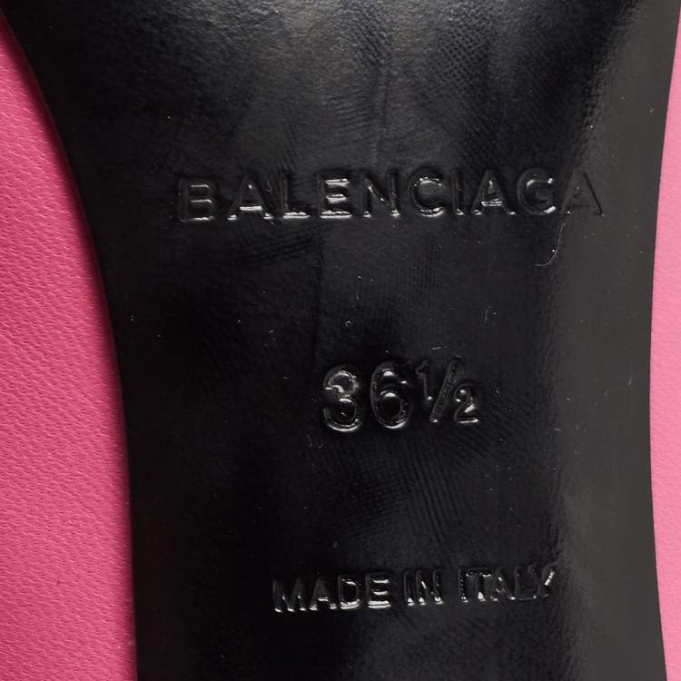 مملوكة مسبقًا Balenciaga Pink Leather Bow Knife Slingback Pumps Size 36.5