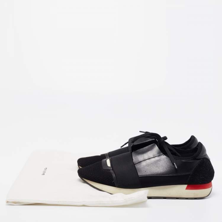 Pre Owned Balenciaga Black Leather, Mesh Race Runner Sneakers Size 40