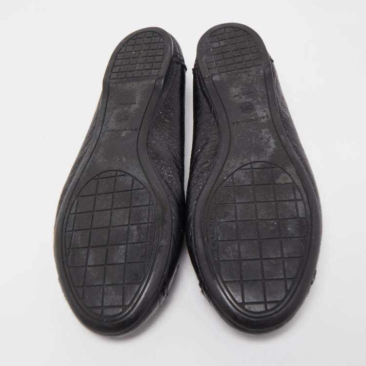 Pre Owned Balenciaga Black Leather Arena Studded Ballet Flats Size 38.5