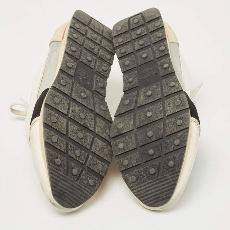 Pre Owned Balenciaga White/Grey Mesh,Suede and Leather Race Runner Low Top Sneakers Size 41