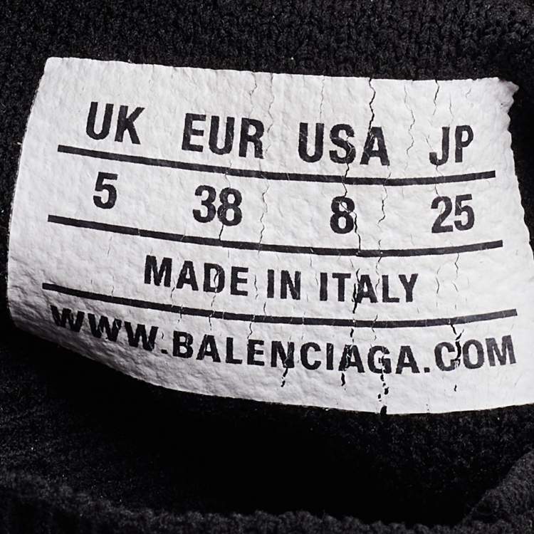Pre Owned Balenciaga Black Knit Fabric Speed Trainer High Top Sneakers Size 38