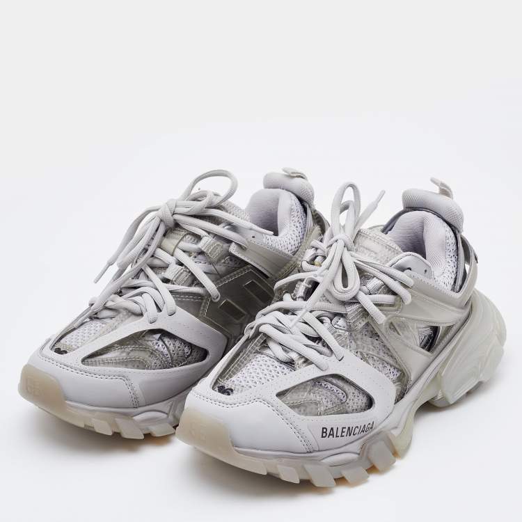 Balenciaga White Mesh and Leather Track 2 Low Sneakers Size Balenciaga TLC