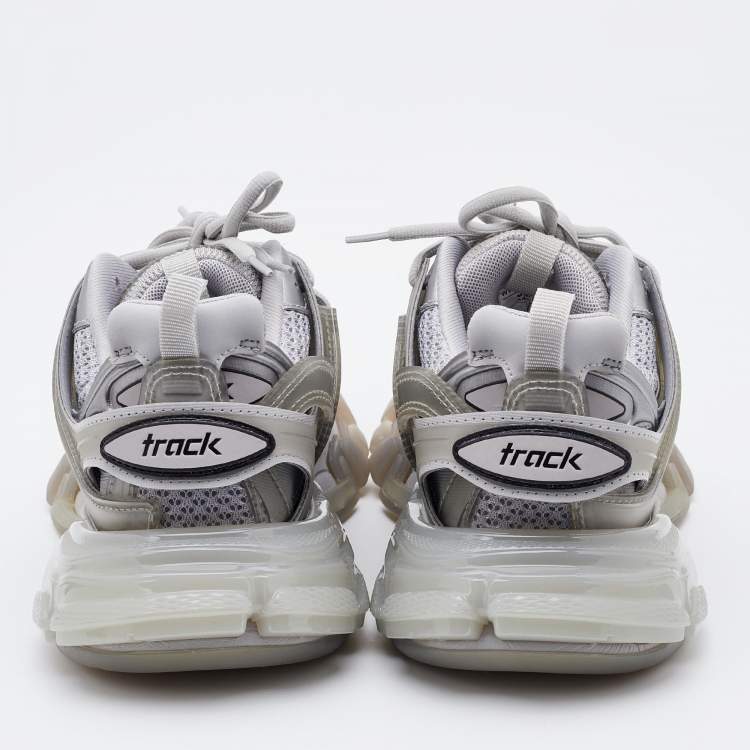 Pre Owned Balenciaga White Mesh and Leather Track 2 Low Top Sneakers Size 36