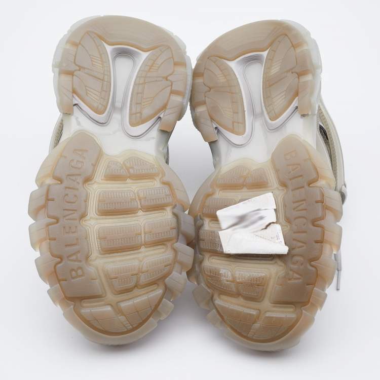 Pre Owned Balenciaga White Mesh and Leather Track 2 Low Top Sneakers Size 36