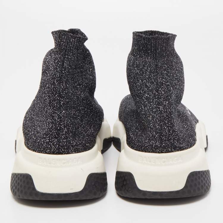 Pre Owned Balenciaga Black Knit Fabric Speed Trainer Sneakers Size 37