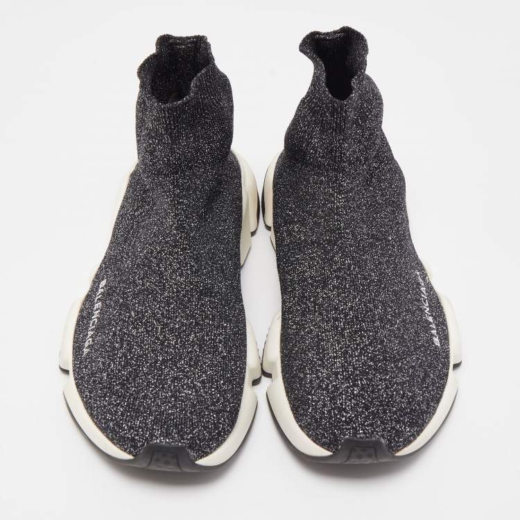 Pre Owned Balenciaga Black Knit Fabric Speed Trainer Sneakers Size 37