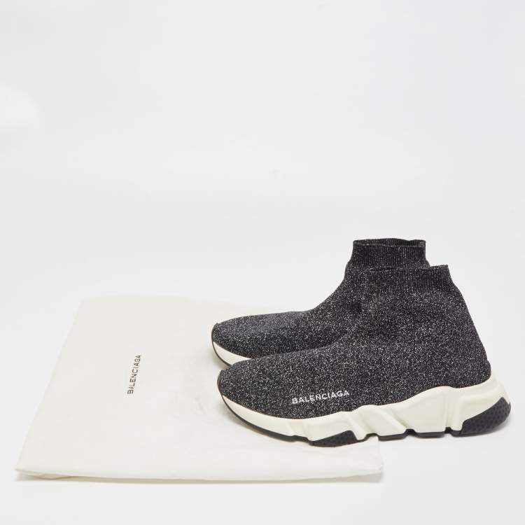 Pre Owned Balenciaga Black Knit Fabric Speed Trainer Sneakers Size 37