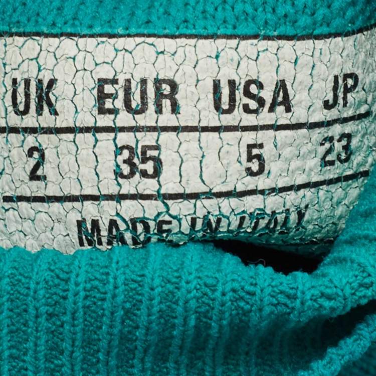 Pre Owned Balenciaga Turquoise Knit Fabric Speed Trainer Sneakers Size 35