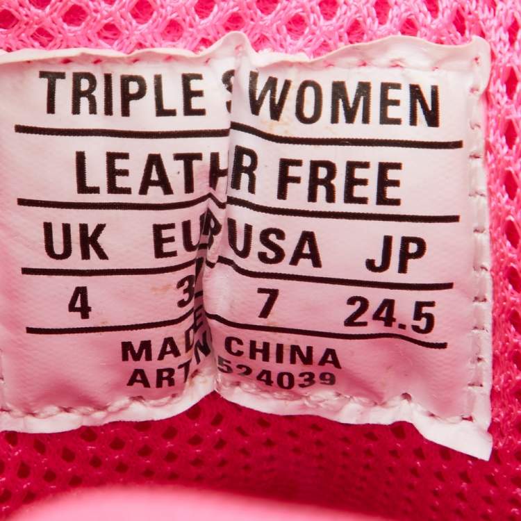 Pre Owned Balenciaga Pink Mesh and Leather Triple S sneakers Size 37