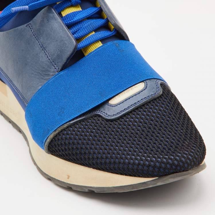 Pre Owned Balenciaga Multicolor Leather and Mesh Race Runner Sneakers Size 38