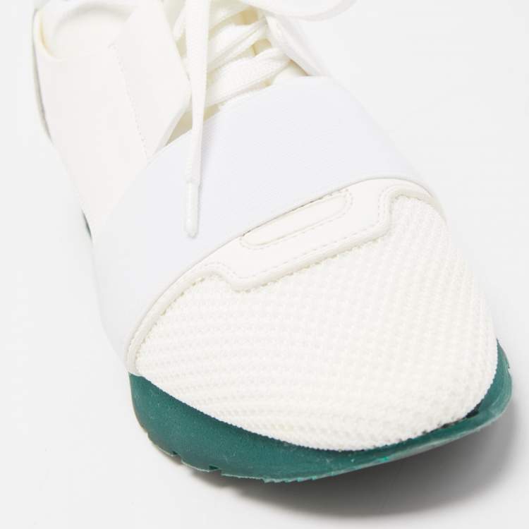 Pre Owned Balenciaga White Leather Mesh Race Runner Sneakers Size 38