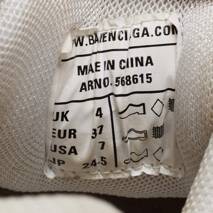 Pre Owned Balenciaga White/Grey Leather and Mesh Track Sneakers Size 37