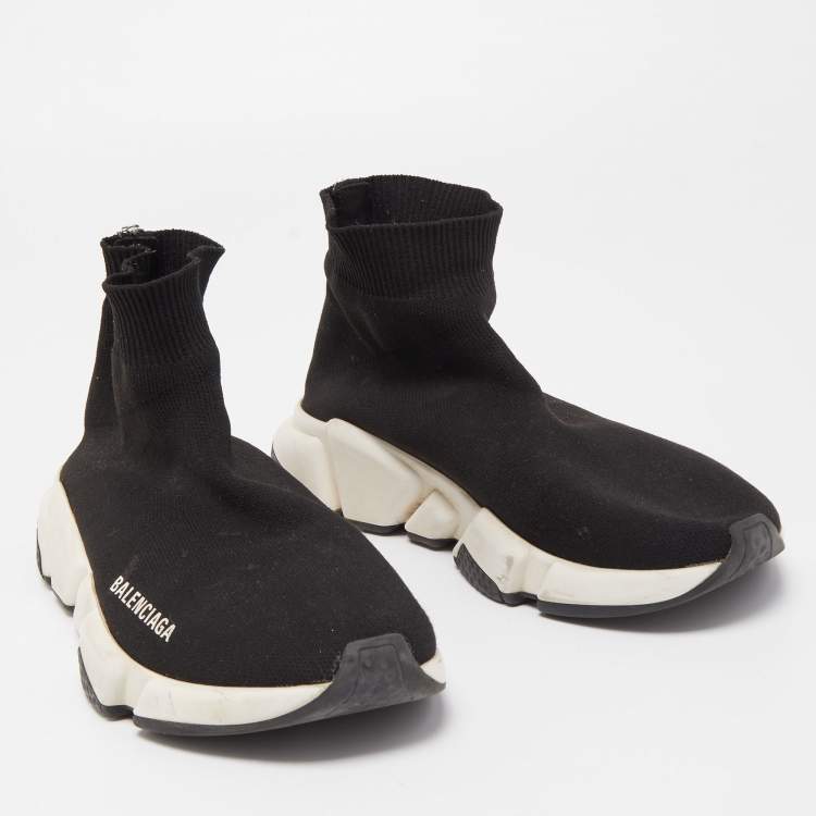مملوكة مسبقًا Balenciaga Black Knit Fabric Speed Trainer Sneakers Size 37