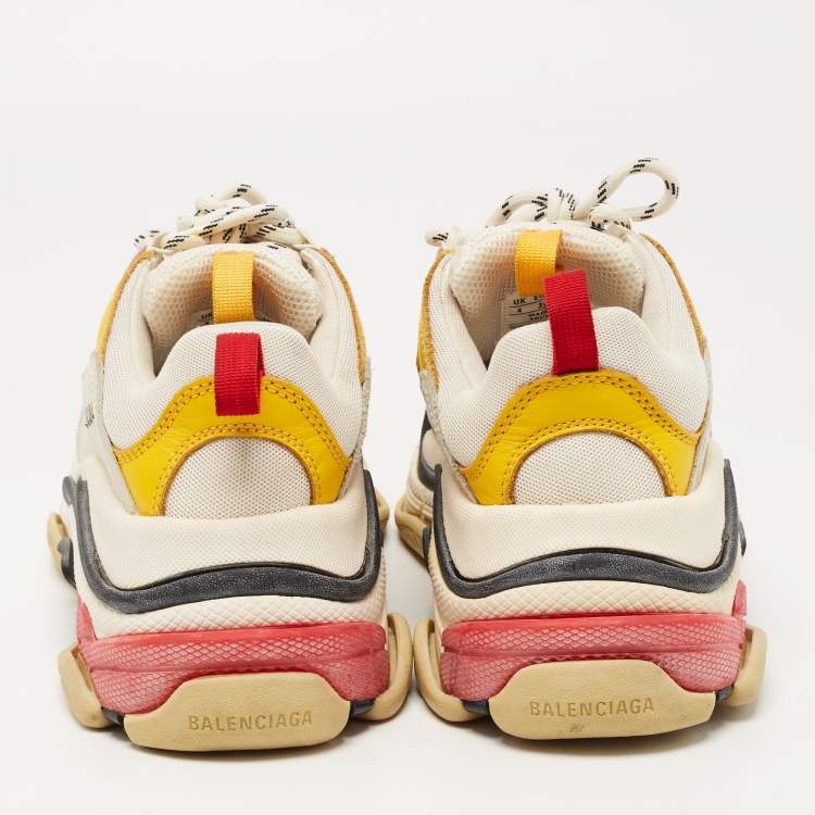 Pre Owned Balenciaga Multicolor Mesh and Leather Triple S Sneakers Size 37