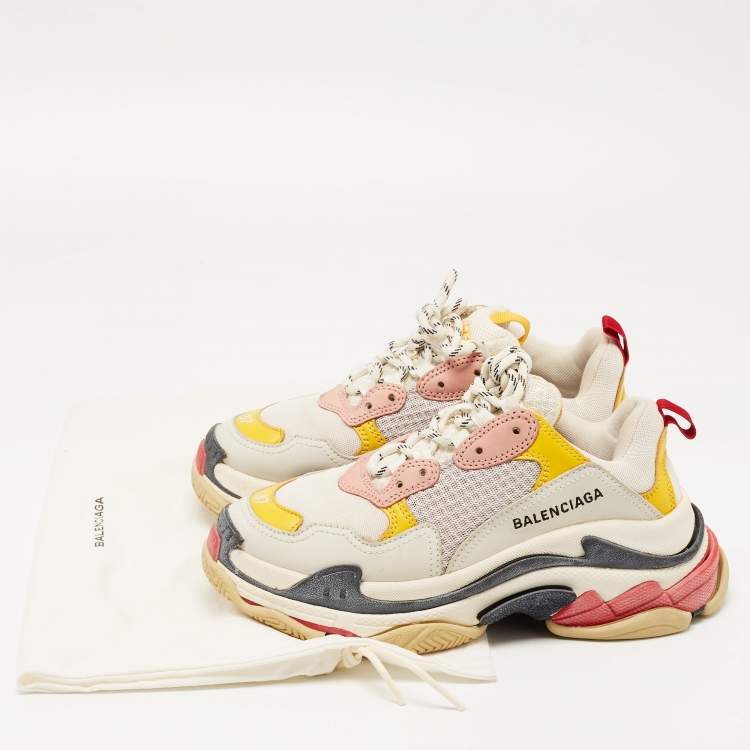 Pre Owned Balenciaga Multicolor Mesh and Leather Triple S Sneakers Size 37