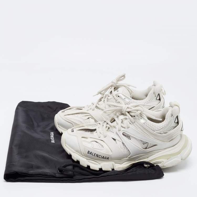 Pre Owned Balenciaga White Leather and Mesh Track Sneakers Size 38