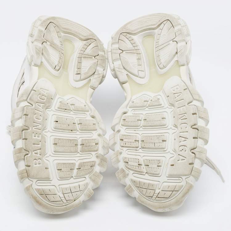 Pre Owned Balenciaga White Leather and Mesh Track Sneakers Size 38