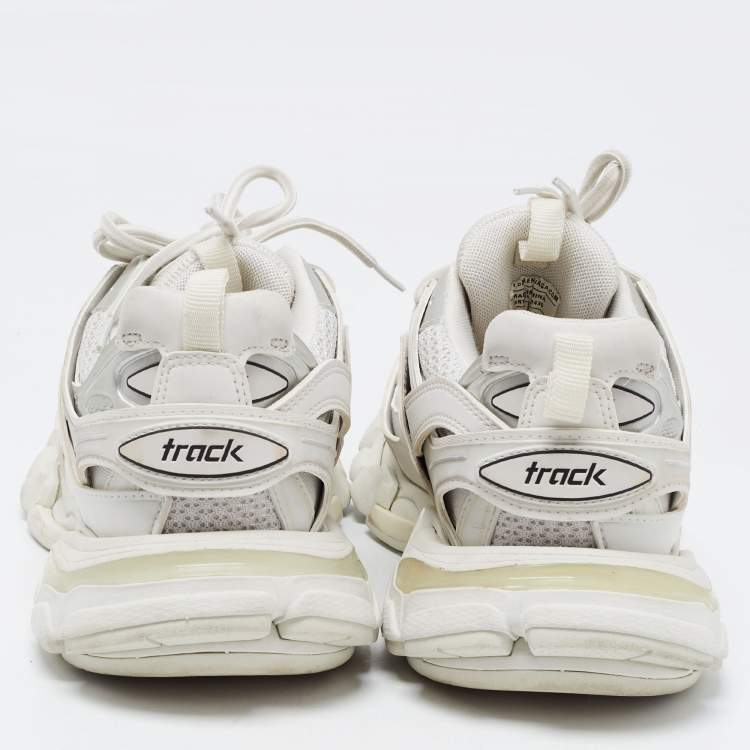 Pre Owned Balenciaga White Leather and Mesh Track Sneakers Size 38