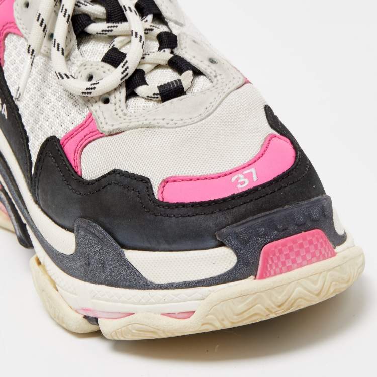 مملوكة مسبقًا Balenciaga Tricolor Mesh and Leather Triple S Sneakers Size 37
