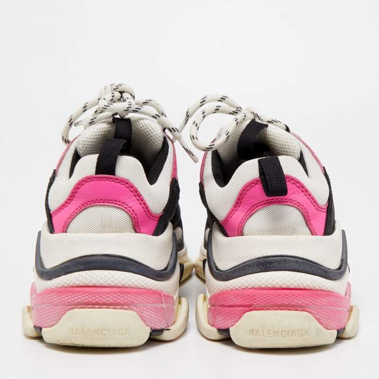 مملوكة مسبقًا Balenciaga Tricolor Mesh and Leather Triple S Sneakers Size 37