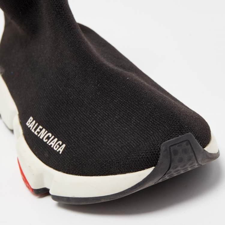 Pre Owned Balenciaga Black Knit Speed High Top Sneakers Size 38