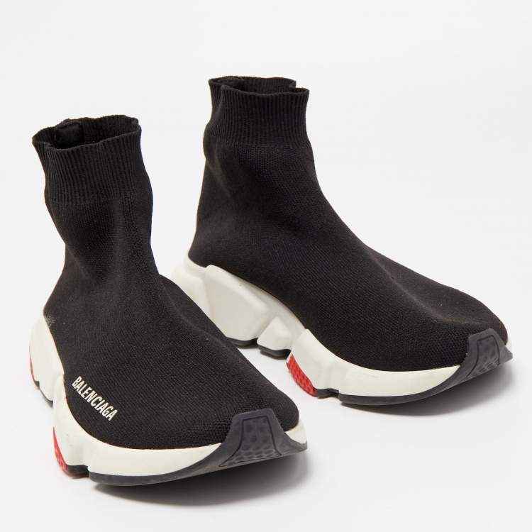 Pre Owned Balenciaga Black Knit Speed High Top Sneakers Size 38