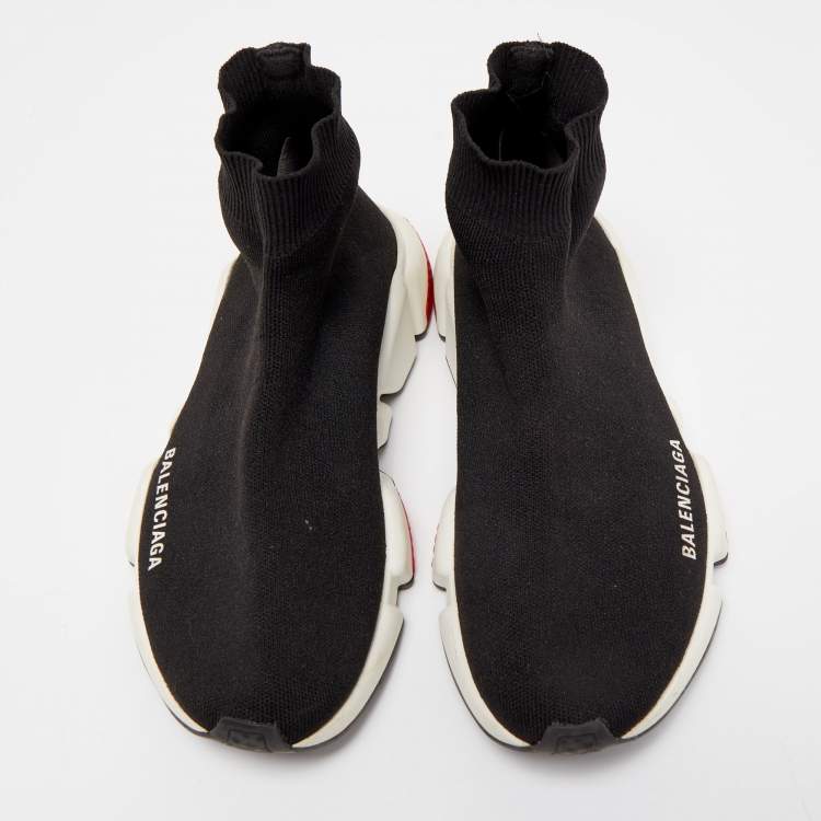 Pre Owned Balenciaga Black Knit Speed High Top Sneakers Size 38