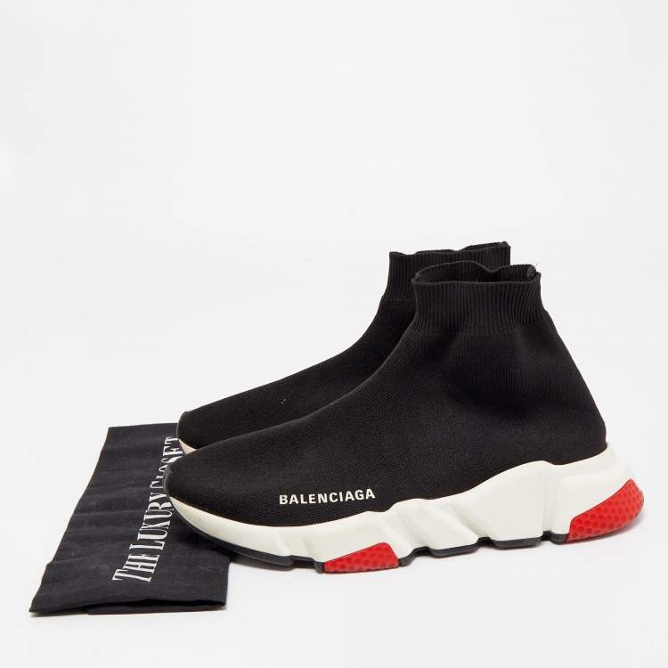 Pre Owned Balenciaga Black Knit Speed High Top Sneakers Size 38