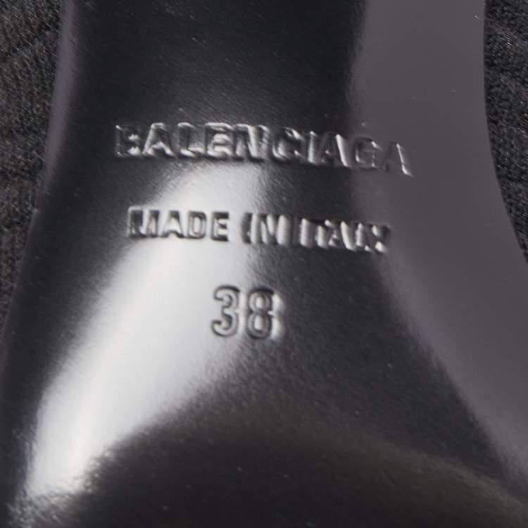 Pre Owned Balenciaga Black Knit Fabric Knife Ankle Socks Booties Size 38