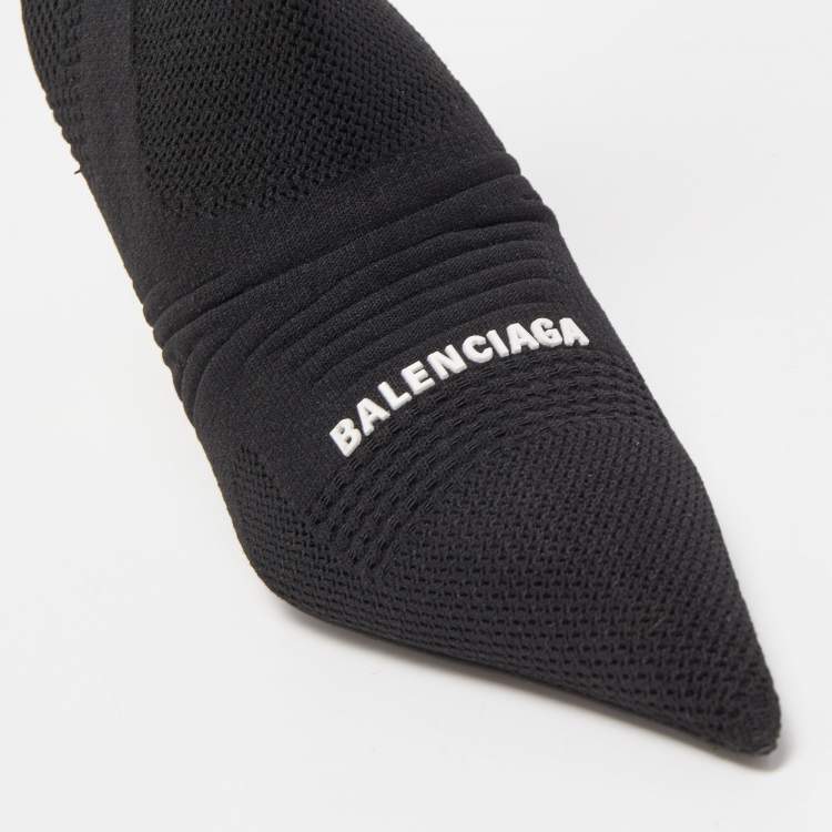 Pre Owned Balenciaga Black Knit Fabric Knife Ankle Socks Booties Size 38