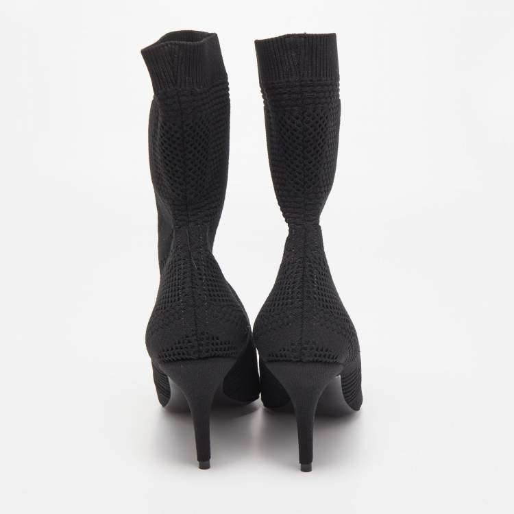Pre Owned Balenciaga Black Knit Fabric Knife Ankle Socks Booties Size 38