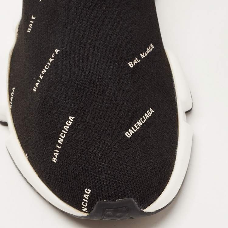 مملوكة مسبقًا Balenciaga Black Knit Speed Trainer High Top Sneakers Size 36