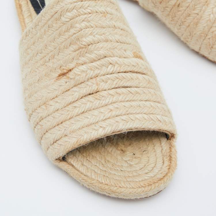 مملوكة مسبقًا Balenciaga Beige Jute  Flat Slides Size 40