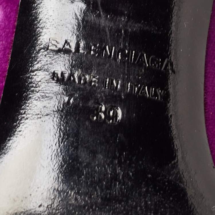 Pre Owned Balenciaga Purple Velvet BB Pumps Size 39