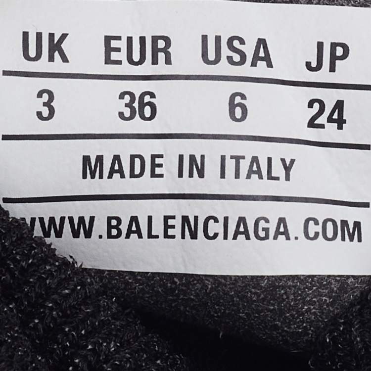 Pre Owned Balenciaga Black Glitter Knit Fabric Speed Trainer Lace Up Sneakers Size 36