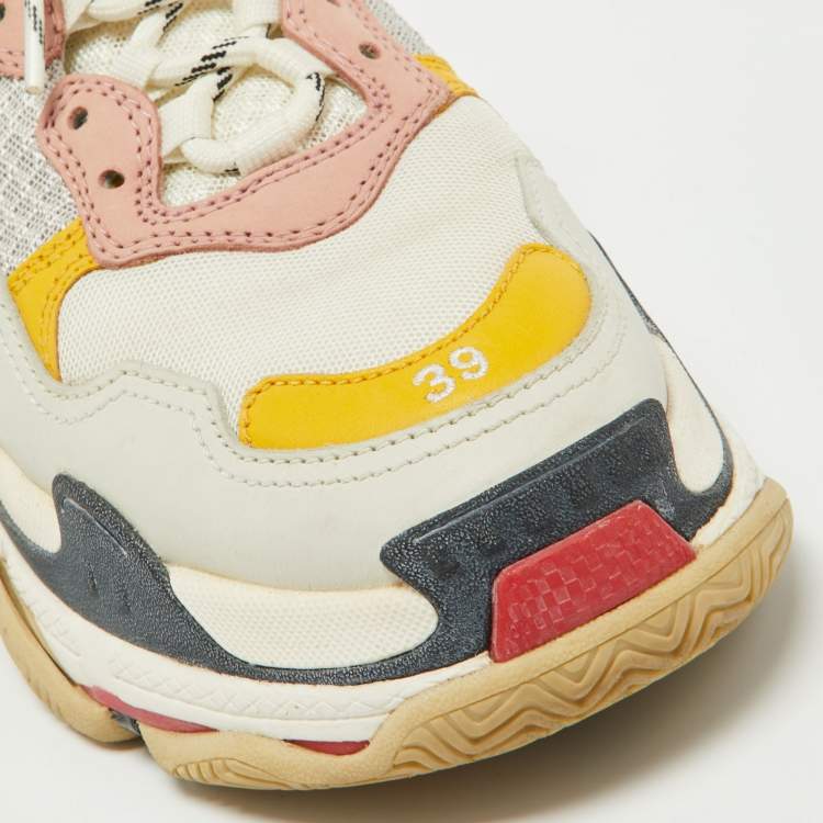 Pre Owned Balenciaga Tricolor Mesh and Leather Triple S Sneakers Size 39 
